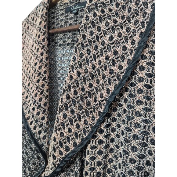 Calessa Peach/Black Eclectic Open-Front Sheer Jacket w/Cascading Ruffle Front L - Picture 6 of 8